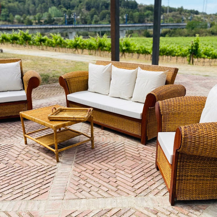 MAMBA MUEBLES SOFAS CONJUNTO DE JARDÍN REY ZAZÚ PARA 5 PERSONAS DE RATÁN NATURAL